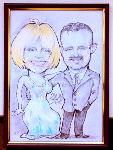 шарж девушка распущенные волосы у барной стойки