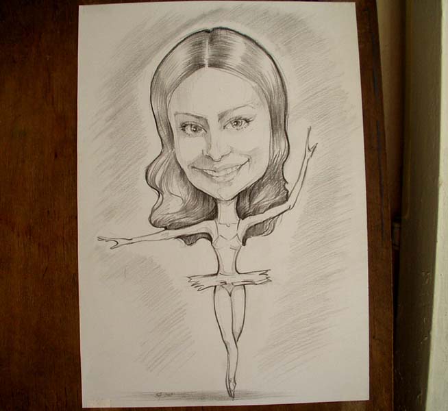 Девушка балерина в простом карандаше шаржист Михаил Шабалин, шаржист Мишель
