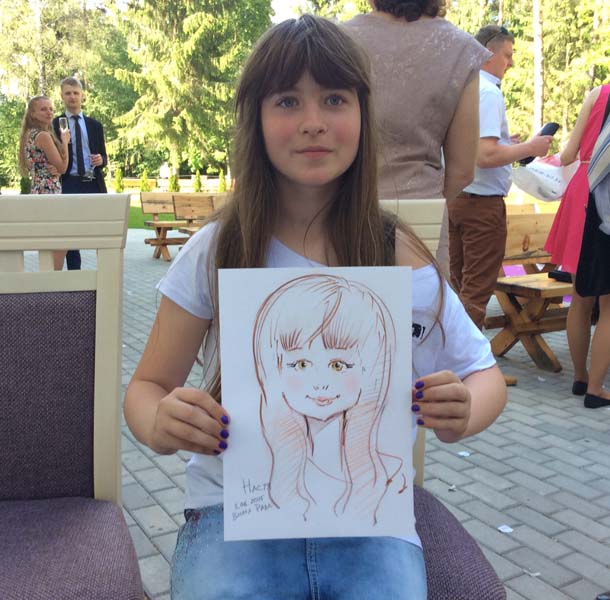 шаржист нарисовал девочку на свадьбе дочку фокусника